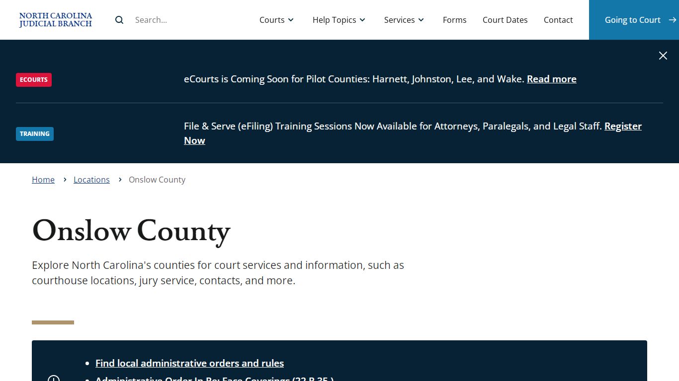 Onslow County | North Carolina Judicial Branch - NCcourts