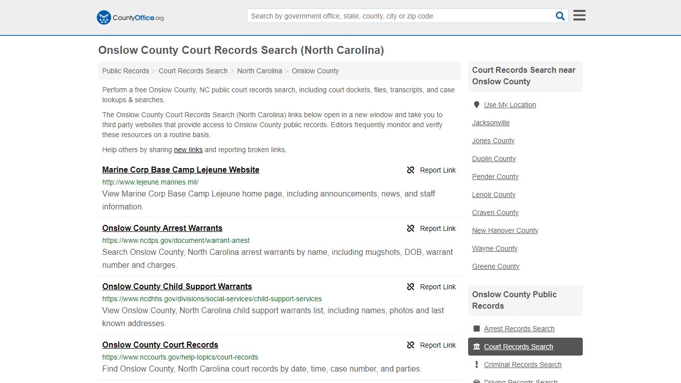 Court Records Search - Onslow County, NC (Adoptions, Criminal, Child ...