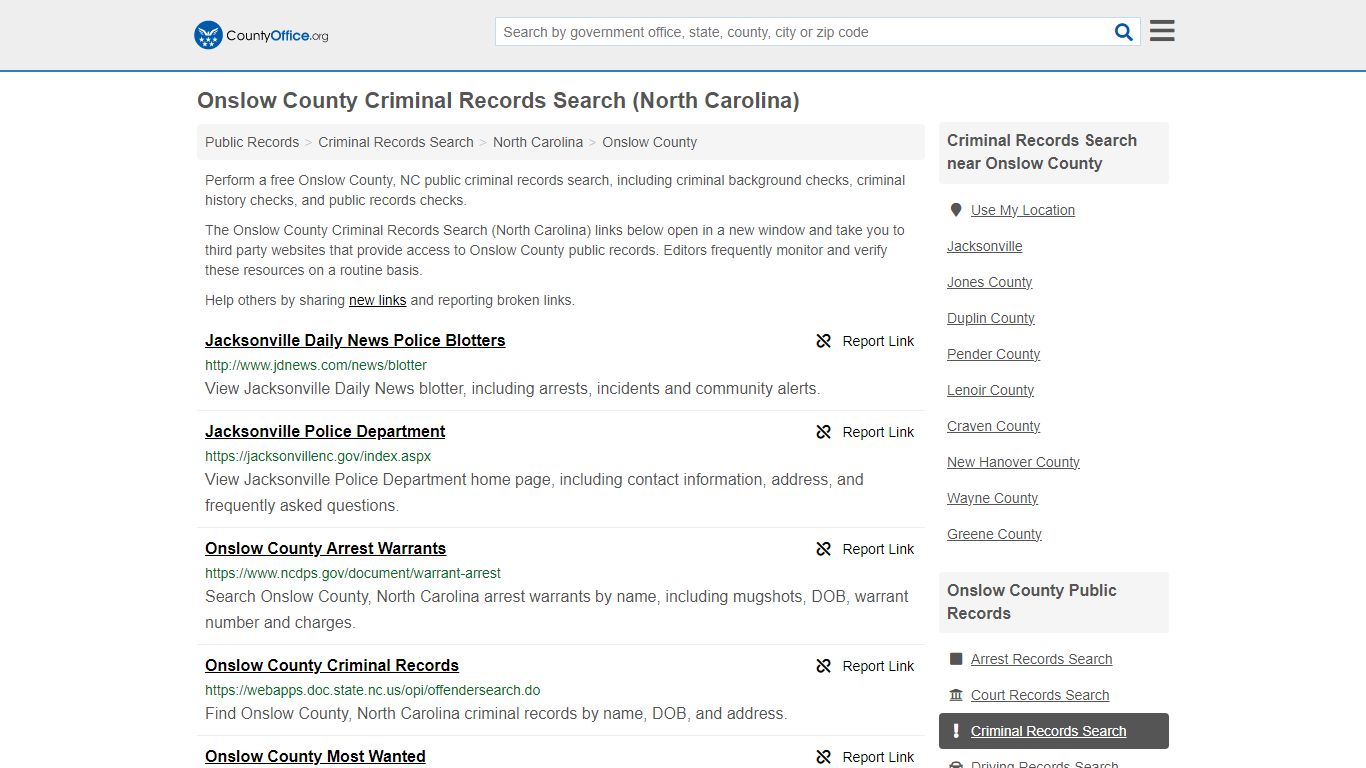 Criminal Records Search - Onslow County, NC (Arrests, Jails & Most ...